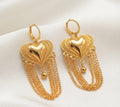 Heart Design Printed Gold Plated Earrings