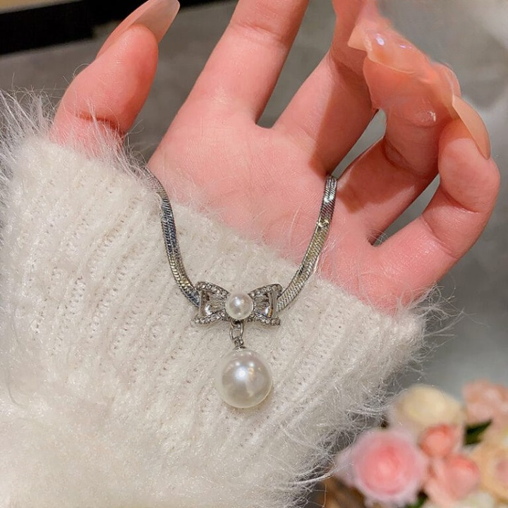 Elegant Korean Know Shape Pearl Pendent | Knot Pearl Necklace Party Jewelry Gifts Accessories
