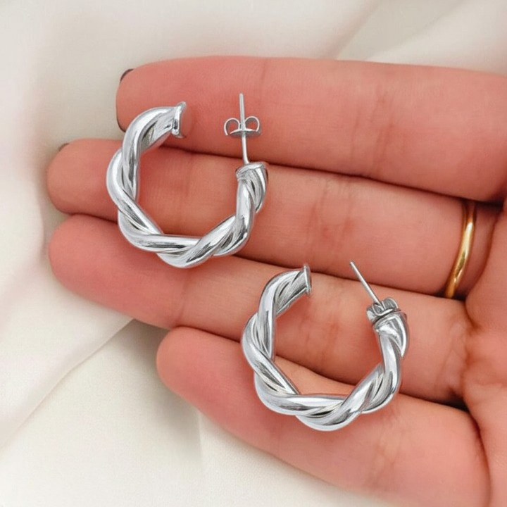 Twisted Sparkling Earrings for Women | Stylish Fashion Jewelry | Available in Silver & Golden | Perfect for Parties, Weddings & Daily Wear