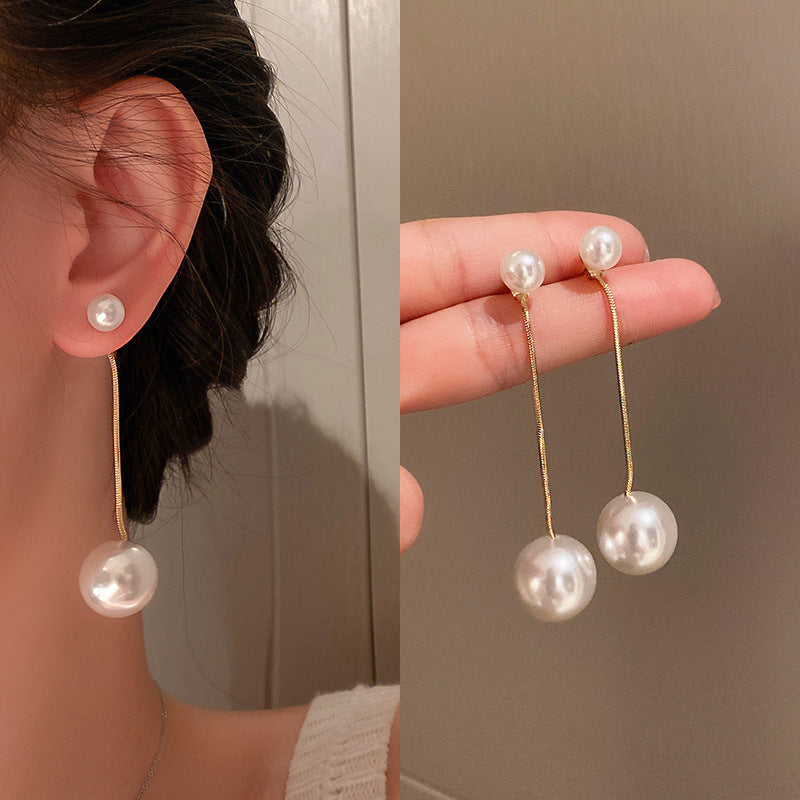 Elegant Pearl Hanging Korean Earrings – Stylish, Lightweight