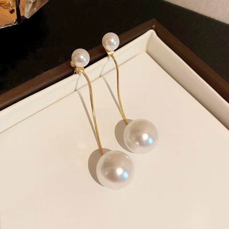 Elegant Pearl Hanging Korean Earrings – Stylish, Lightweight