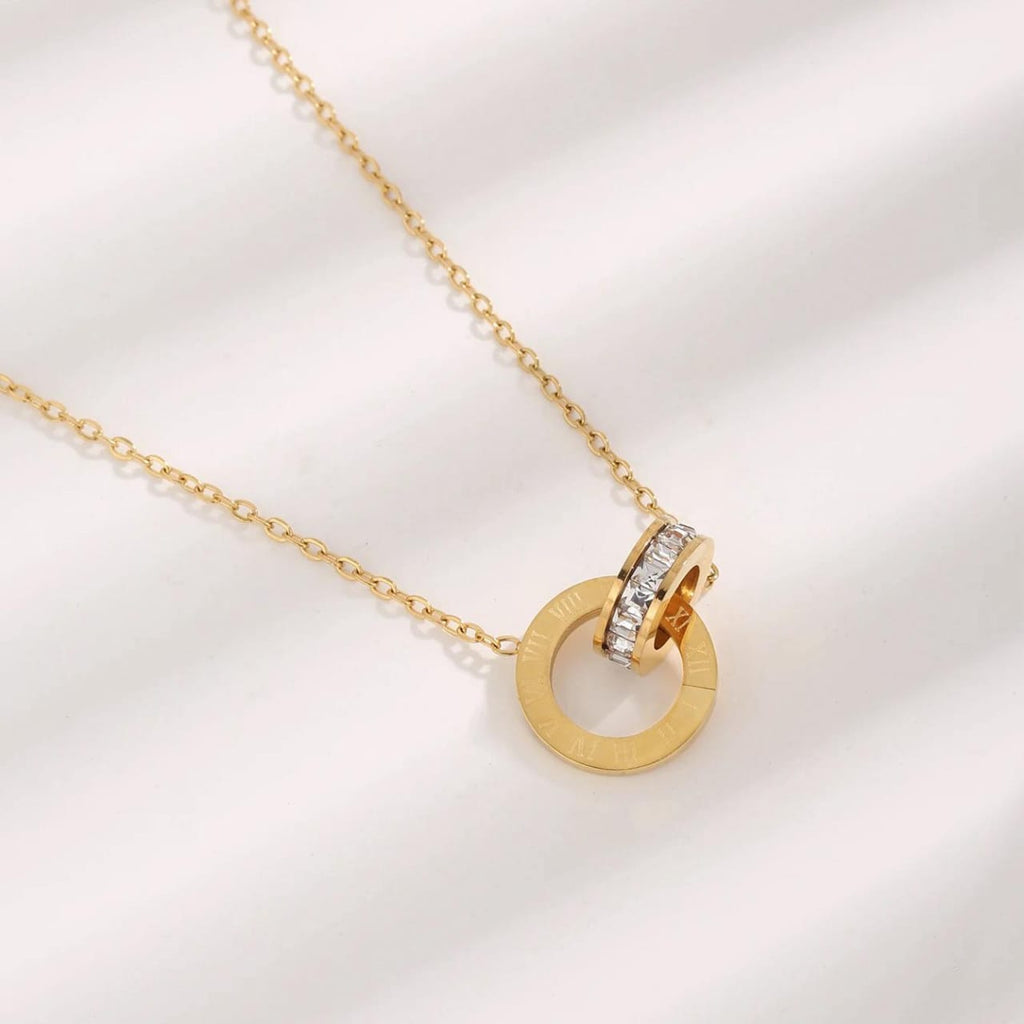 Roman Circle Stainless Steel Necklace – Elegant Jewellery, Stylish Accessory for Women