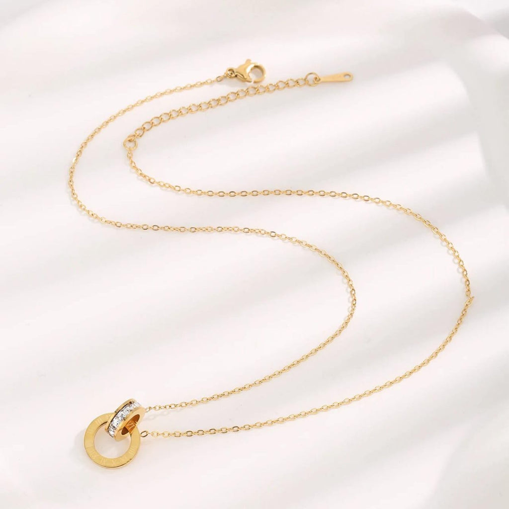 Roman Circle Stainless Steel Necklace – Elegant Jewellery, Stylish Accessory for Women