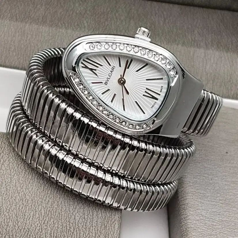 Triple‑Wrap Snake Watch | Diamond‑Set Bezel