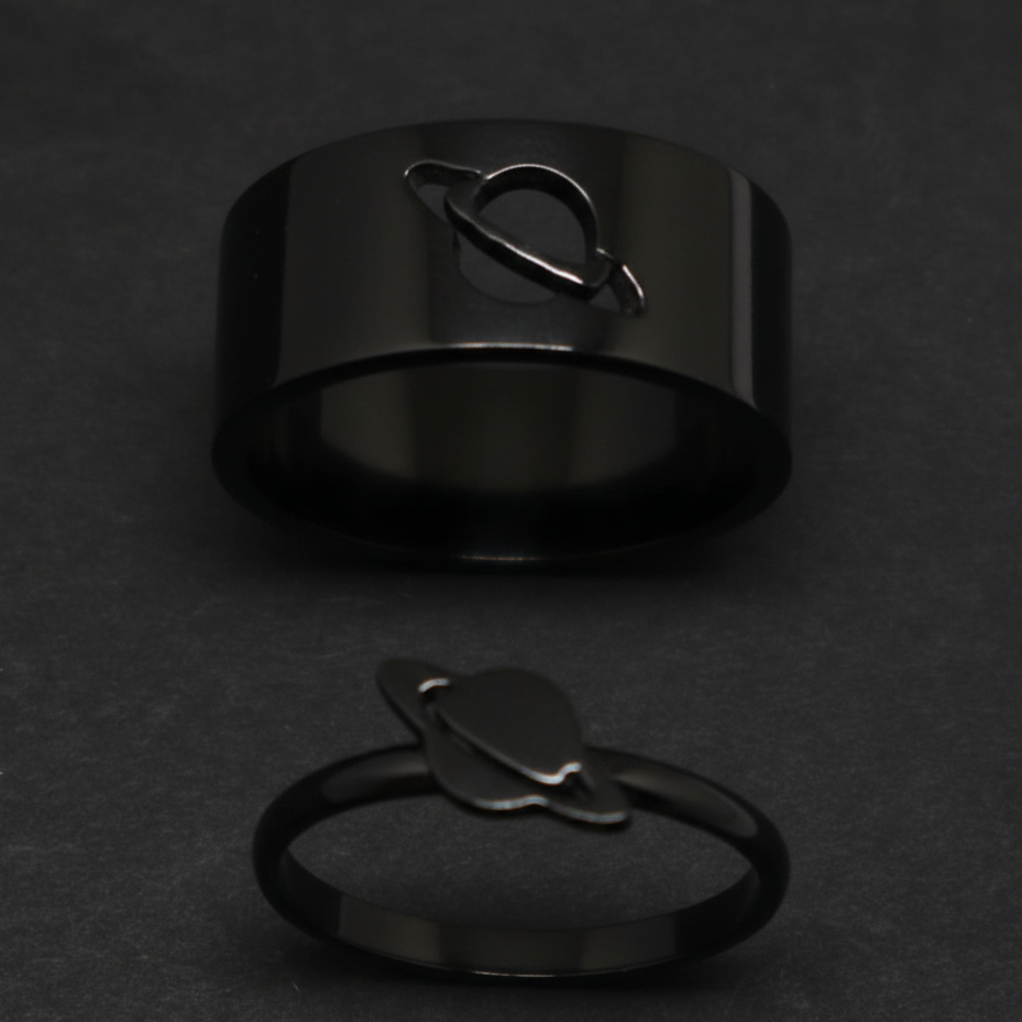 Planet Saturn Promise Couple Rings With Elegant Design And Symbolic Meaning For Special Bond Adjustable Size