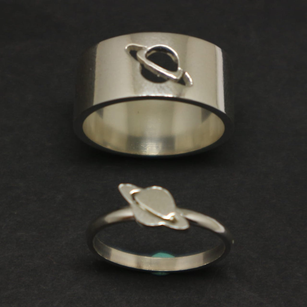 Planet Saturn Promise Couple Rings With Elegant Design And Symbolic Meaning For Special Bond Adjustable Size