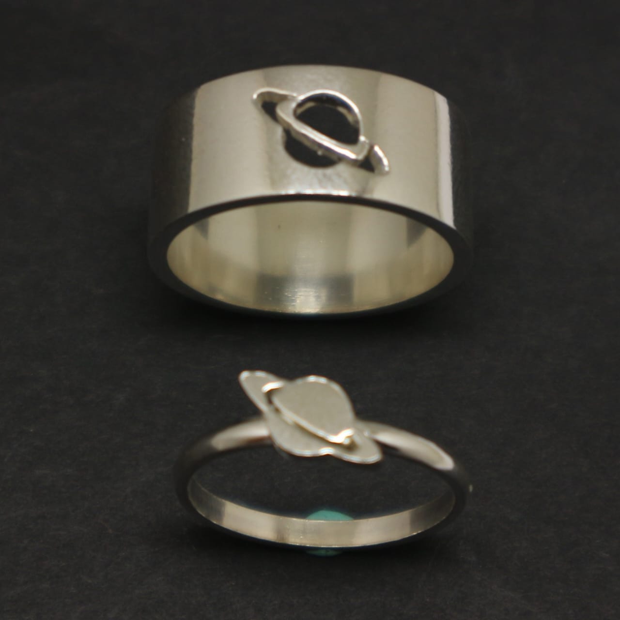 Planet Saturn Promise Couple Rings With Elegant Design And Symbolic Meaning For Special Bond Adjustable Size