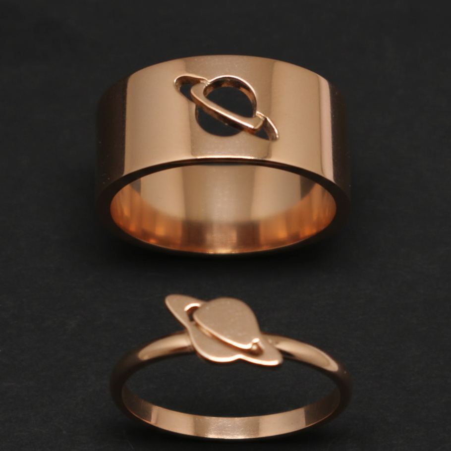 Planet Saturn Promise Couple Rings With Elegant Design And Symbolic Meaning For Special Bond Adjustable Size