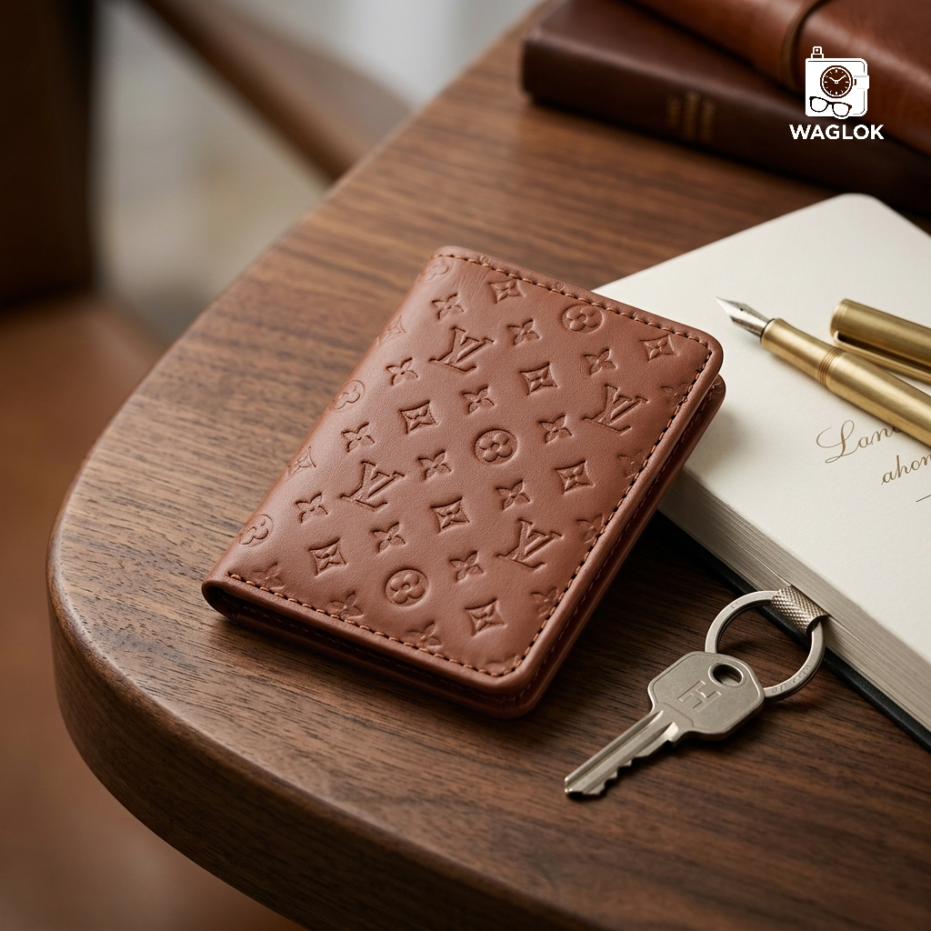 Designer Monogram Leather Wallet – Biege
