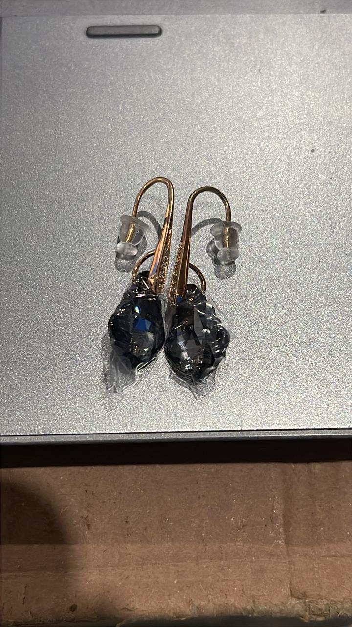 Smoky Grey Faceted Crystal Teardrop Earrings