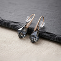 Smoky Grey Faceted Crystal Teardrop Earrings