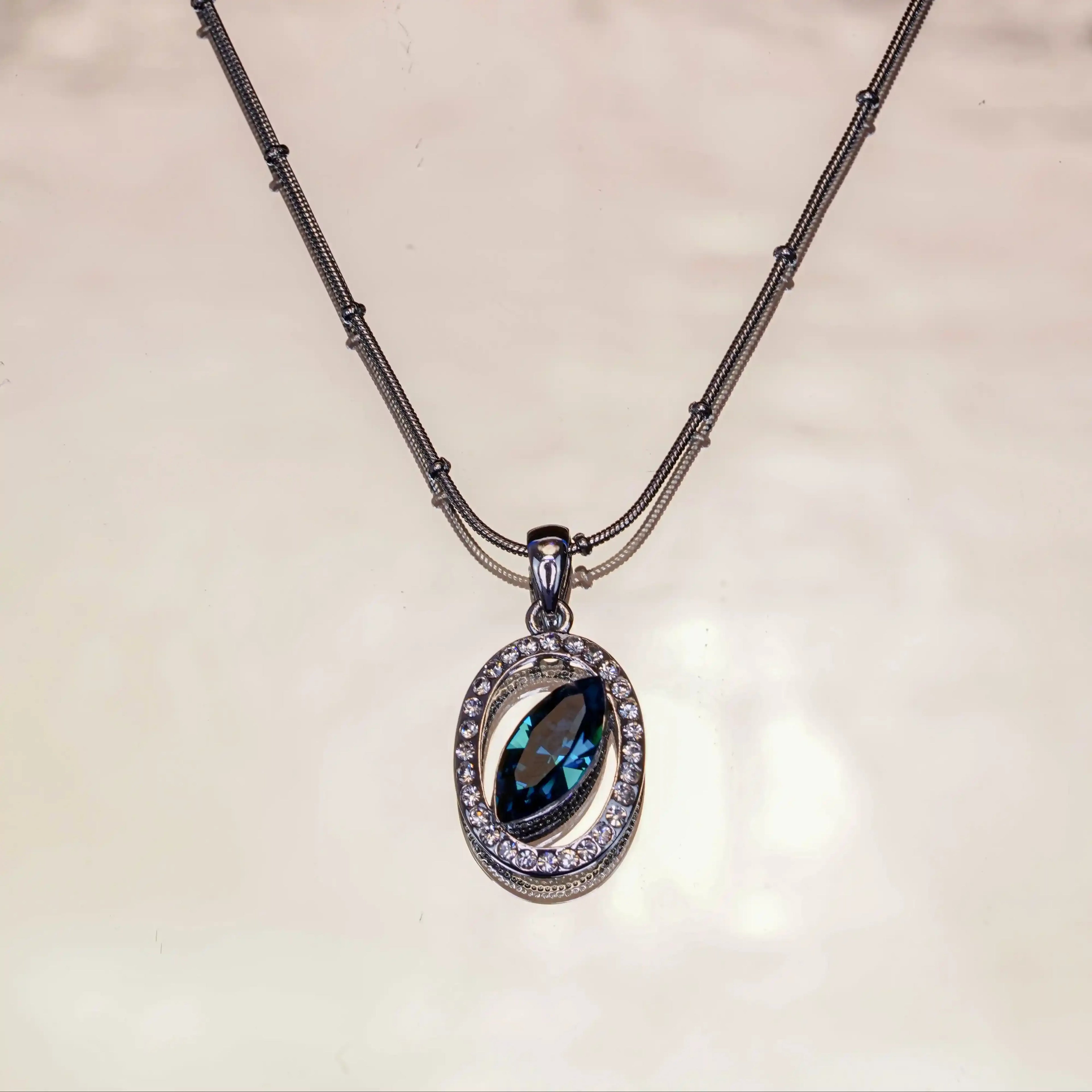 Luna Orbit Pendant Elegant Crystal Necklace For Women