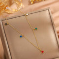 Premium Multi-Color Fan Charm Necklace –  Stainless Steel Necklace with Colorful Enamel Charms