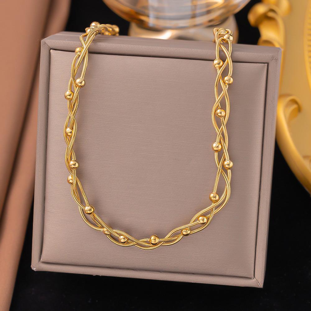 Premium Multi-Layer Braided Snake Chain Necklace – Gold Plated Stainless Steel