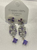 AURA LUXE Amethyst Garden Drop Earrings Elegant Crystal Dangle Earrings For Women