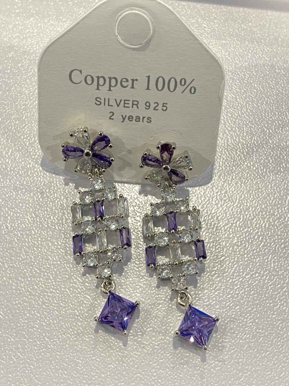 AURA LUXE Amethyst Garden Drop Earrings Elegant Crystal Dangle Earrings For Women